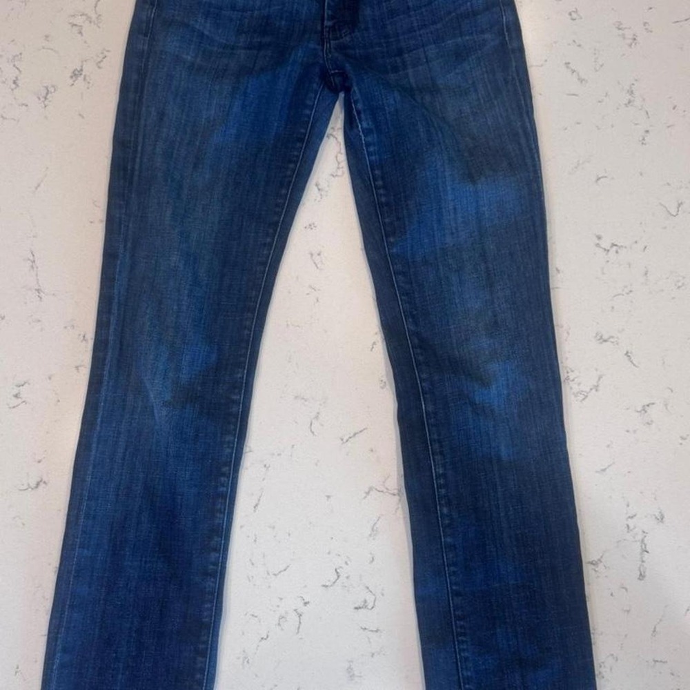 7 For All Mankind Double Button Flare Jeans Trouser Pocket Sz 28